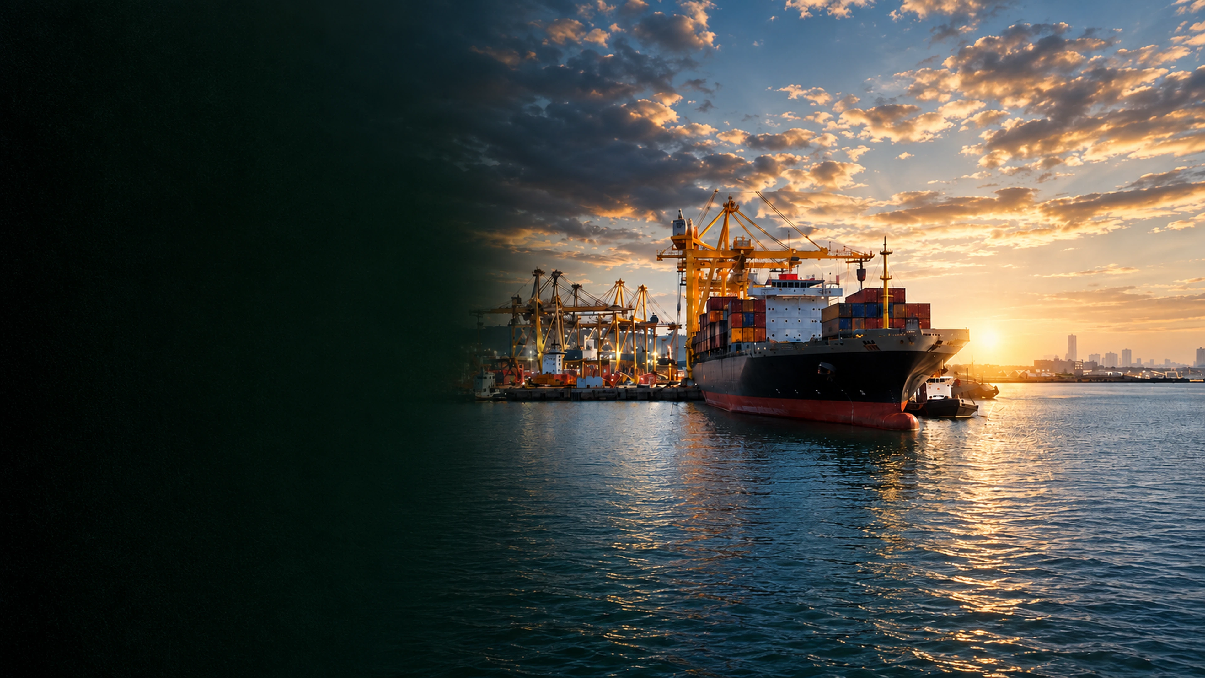 Container vessel at an international port